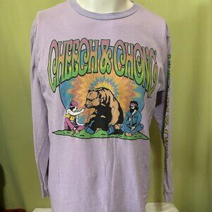 Cheech & Chong California Bear Spellout Men's Purple Long Sleeve Shirt Medium